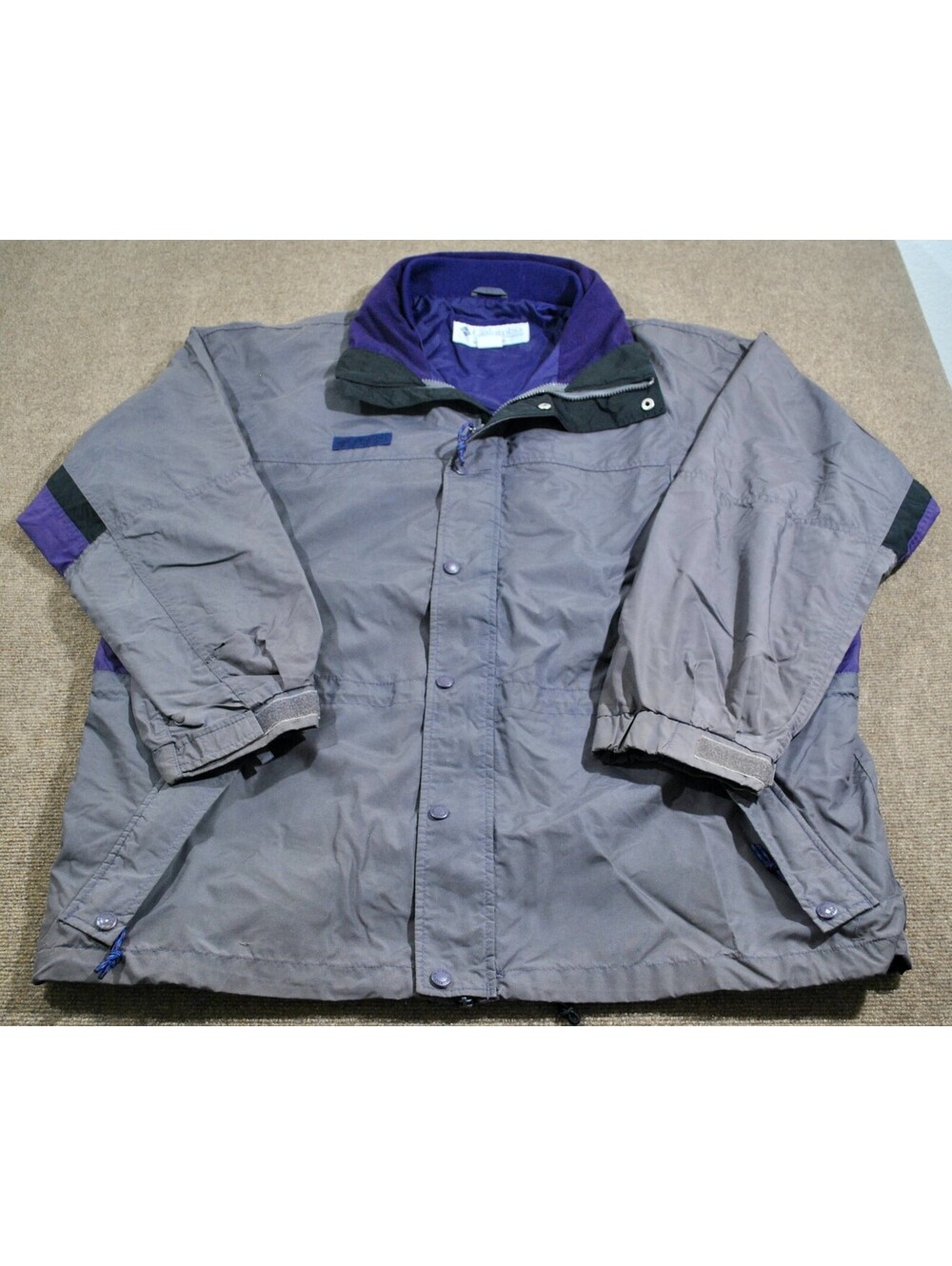 Columbia Sportswear 90s Vintage Rain Wind Gray Purple Zip Jacket Size X-Large